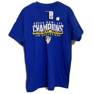 Super Bowl 2022 LVI Champions Los Angeles Football Go LA Rams Large T-Shirt NWT